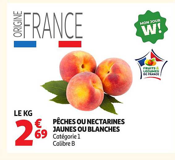 PÊCHES OU NECTARINES JAUNES OU BLANCHES