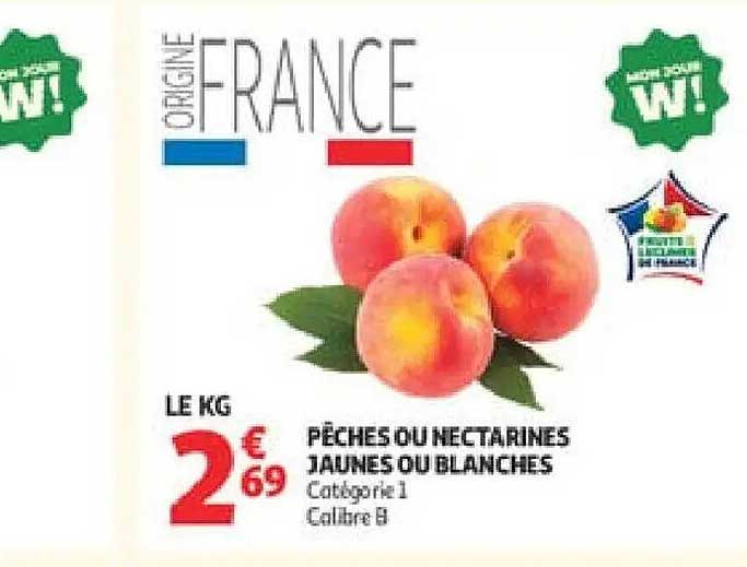 PÊCHES OU NECTARINES JAUNES OU BLANCHES