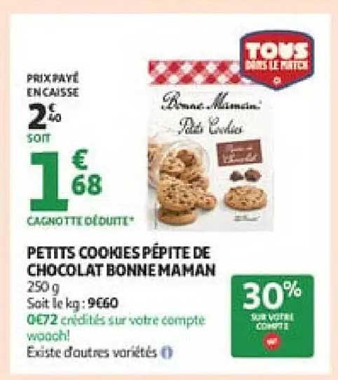 PETITS COOKIES PEPITE DE CHOCOLAT BONNE MAMAN
