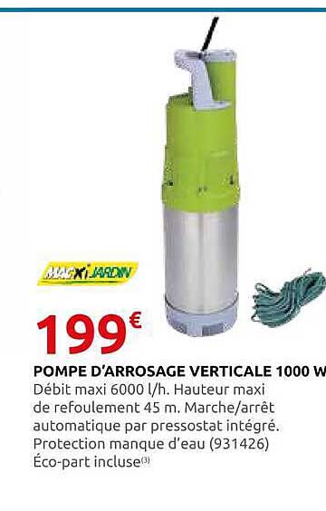 POMPE D'ARROSAGE VERTICALE 1000 W