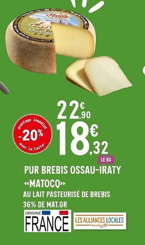 PUR BREBIS OSSAU-IRATY «MATOCO» AU LAIT PASTEURISÉ DE BREBIS 36% DE MAT.GR