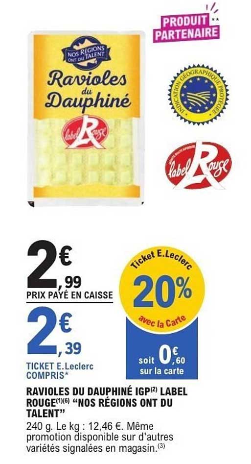 RAVIOLES DU DAUPHINÉ IGP(2) LABEL ROUGE(1)(6) “NOS RÉGIONS ONT DU TALENT”