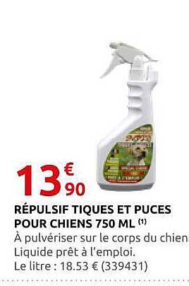 RÉPULSIF TIQUES ET PUCES POUR CHIENS 750 ML
