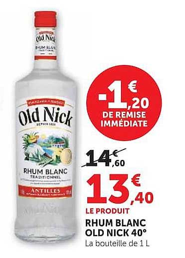 Rhum blanc Old Nick 40°