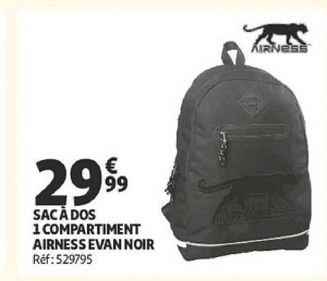 SAC À DOS 1 COMPARTIMENT AIRNESS EVAN NOIR