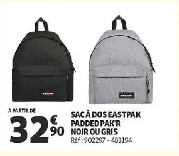 SAC À DOS EASTPAK PADDED PAK'R NOIR OU GRIS