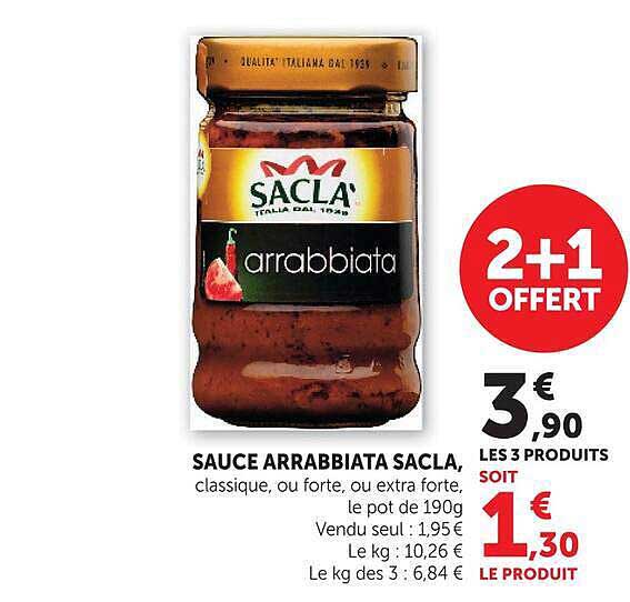 SAUCE ARRABBIATA SACLÀ, classique, ou forte, ou extra forte, le pot de 190g