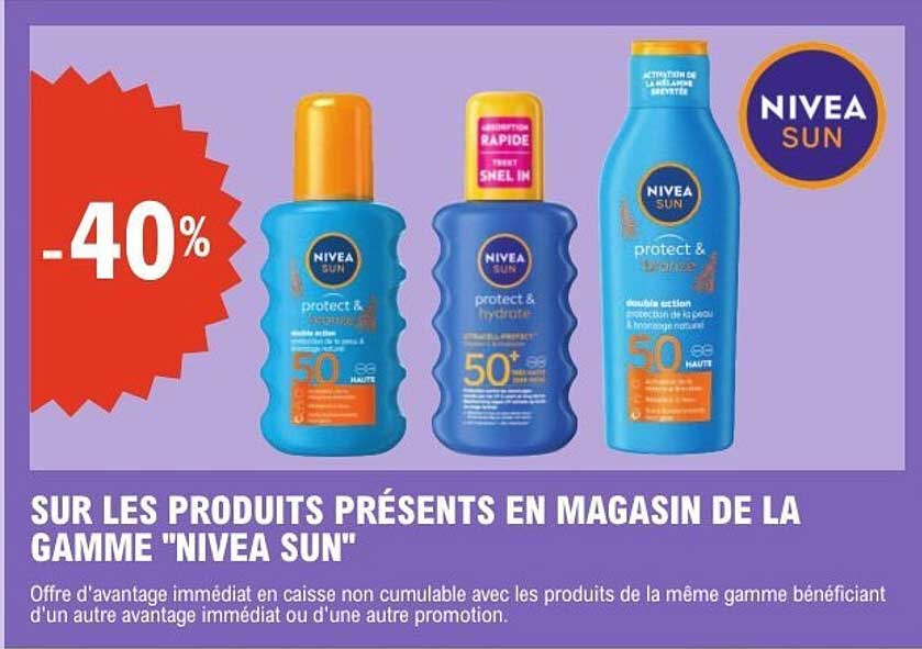 SUR LES PRODUITS PRÉSENTS EN MAGASIN DE LA GAMME "NIVEA SUN"