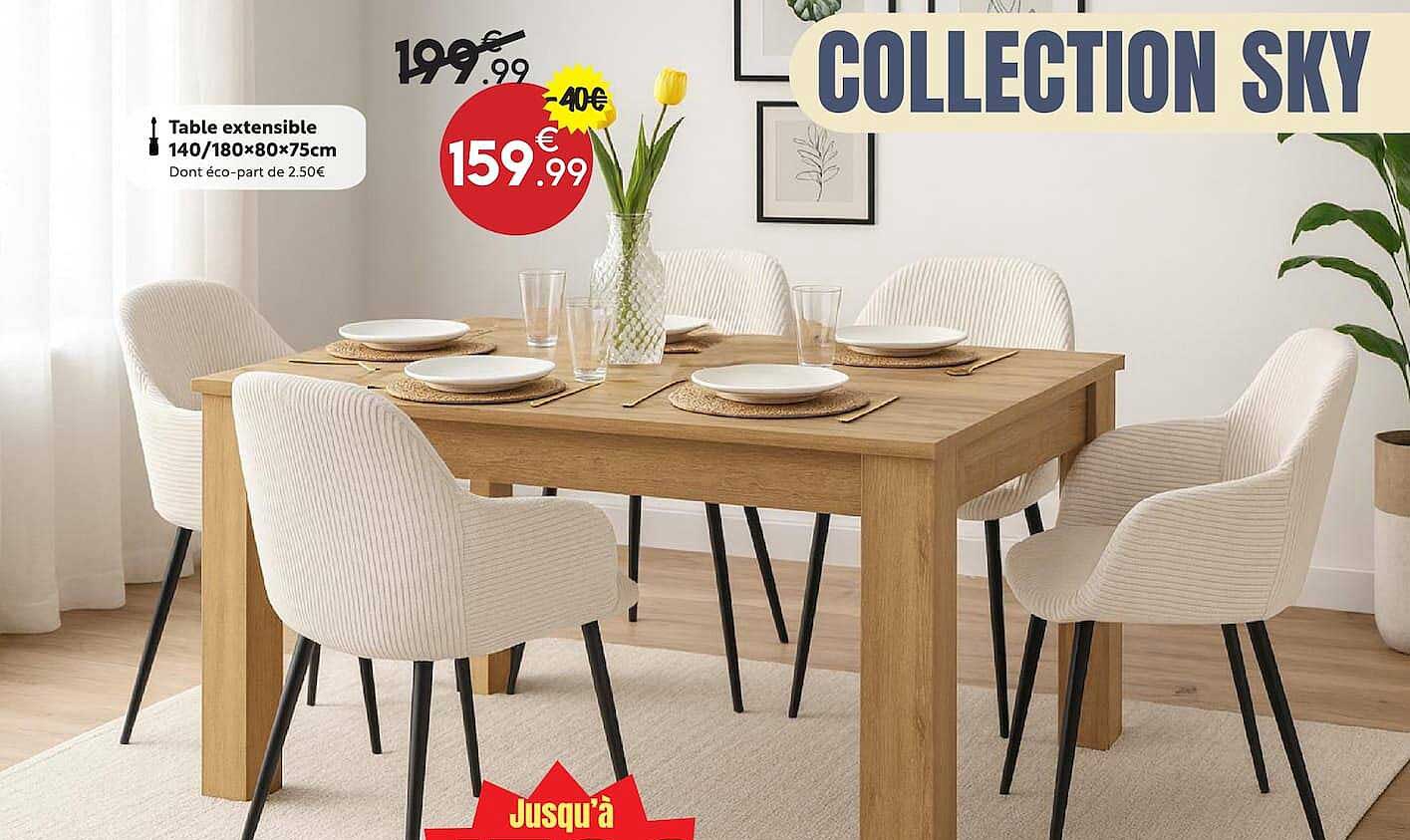 Table extensible 140/180x80x75cm