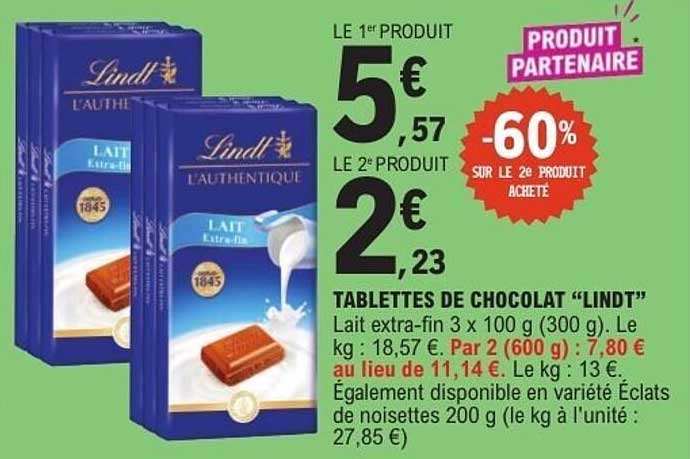 TABLETTES DE CHOCOLAT “LINDT”