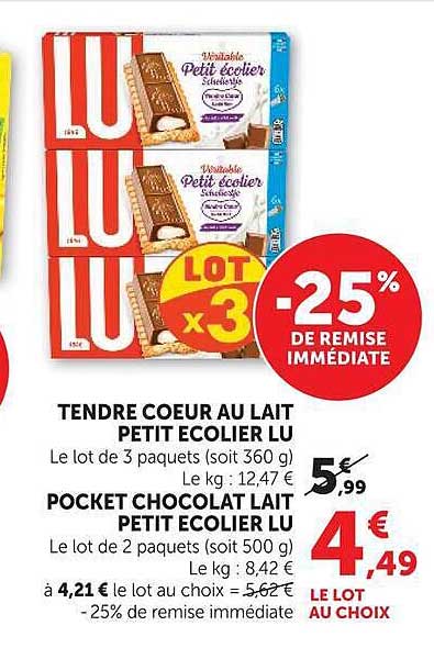 TENDRE COEUR AU LAIT PETIT ECOLIER LU