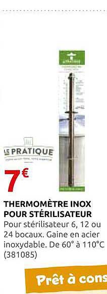 THERMOMÈTRE INOX POUR STÉRILISATEUR