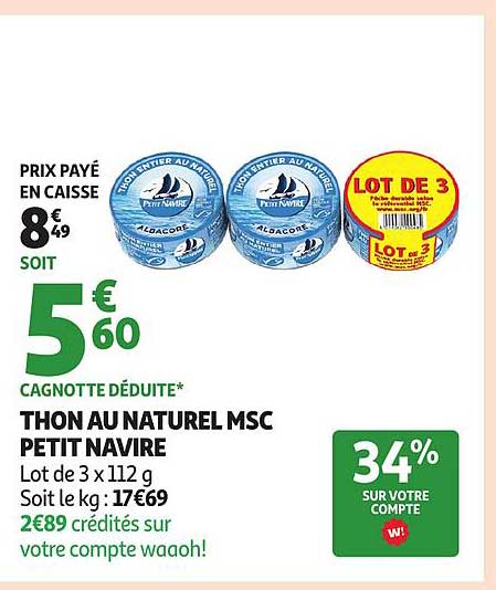 THON AU NATUREL MSC PETIT NAVIRE