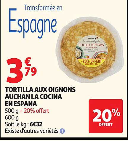TORTILLA AUX OIGNONS AUCHAN LA COCINA EN ESPANA