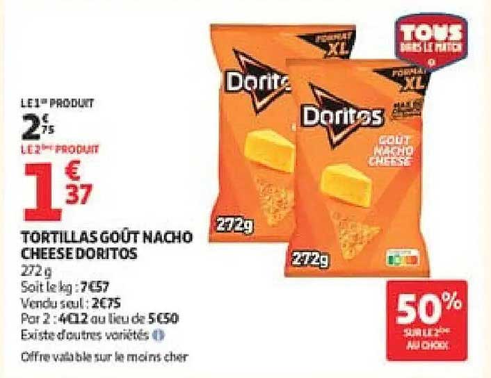 TORTILLAS GOÛT NACHO CHEESE DORITOS