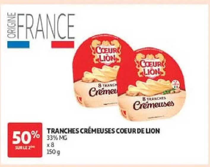 TRANCHES CRÉMEUSES COEUR DE LION 33% MG x 8 150 g