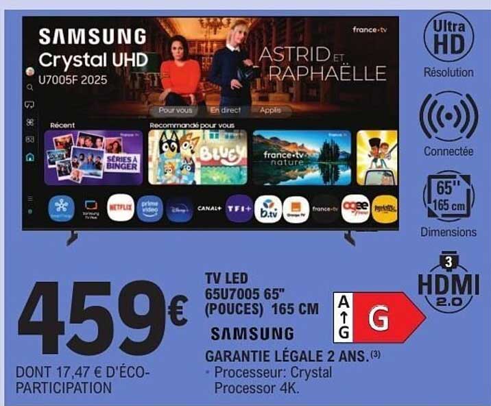 TV LED 65U7005 65" (POUCES) 165 CM SAMSUNG