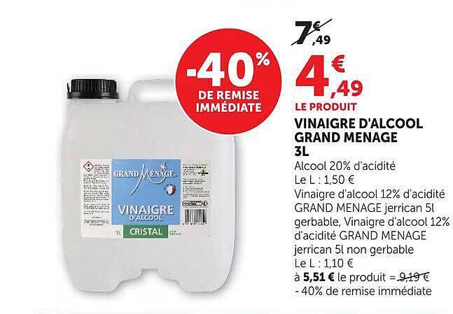 VINAIGRE D'ALCOOL GRAND MENAGE 3L