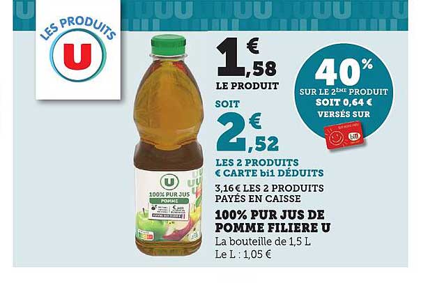 100% PUR JUS DE POMME FILIERE U