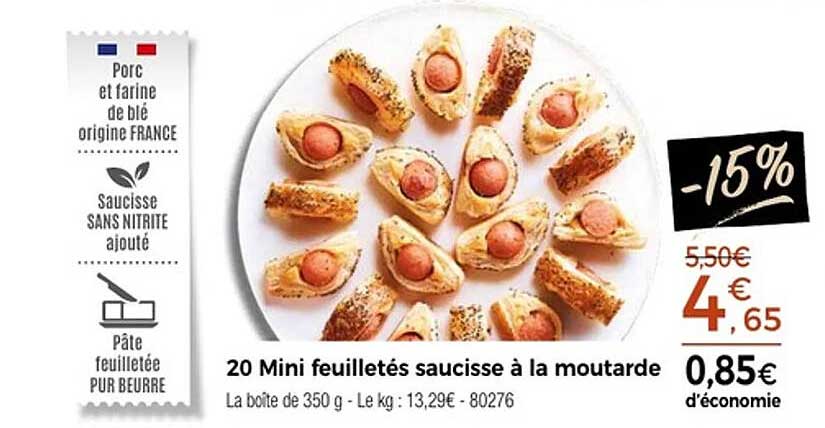 20 Mini feuilletés saucisse à la moutarde