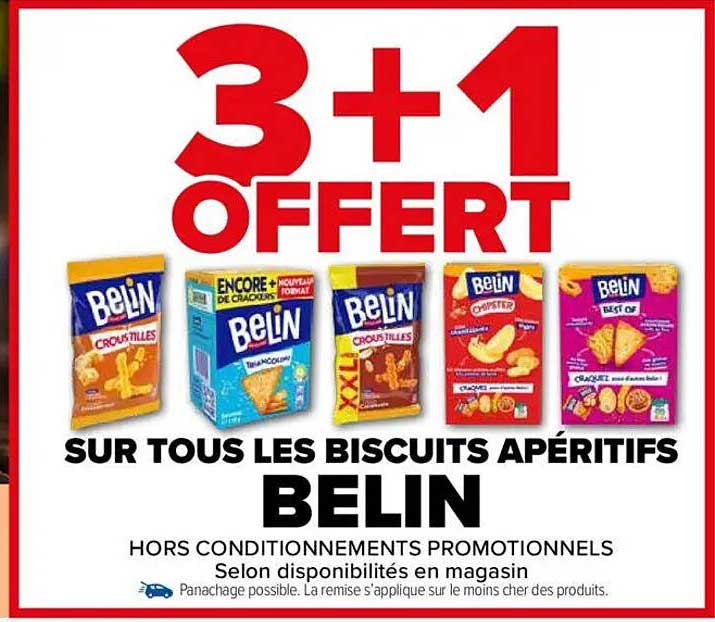 3 + 1 OFFERT SUR TOUS LES BISCUITS APÉRITIFS BELIN