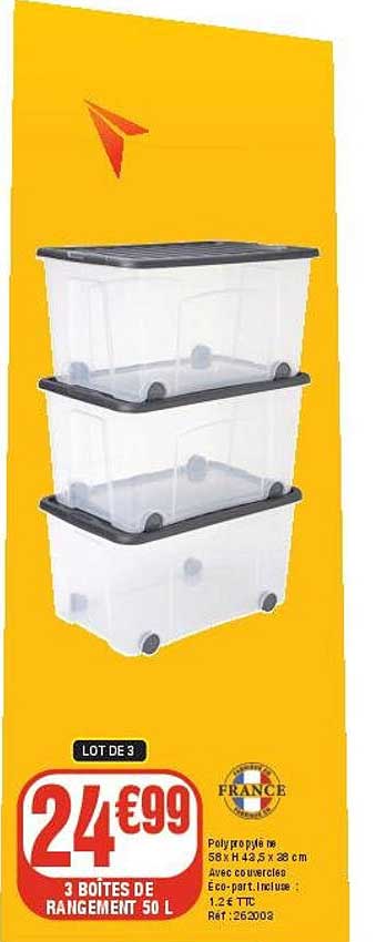 3 BOÎTES DE RANGEMENT 50 L