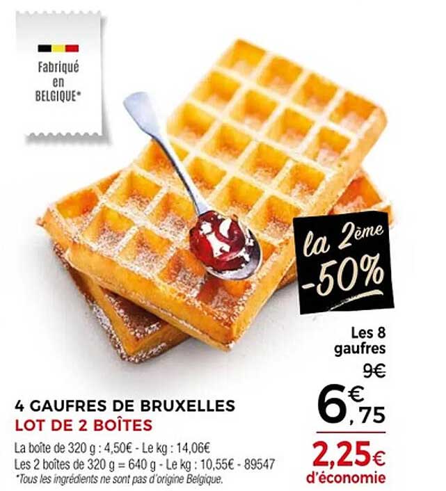 4 GAUFRES DE BRUXELLES LOT DE 2 BOÎTES