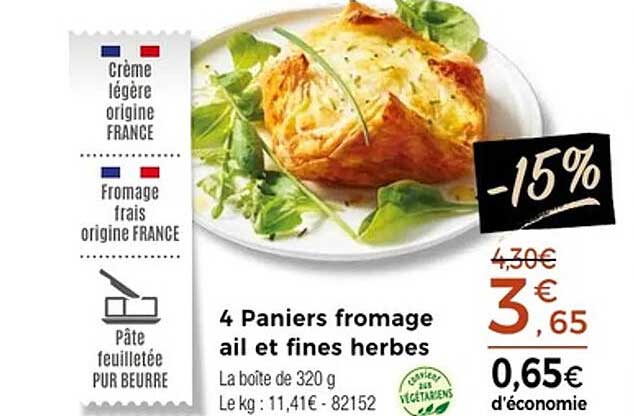 4 Paniers fromage ail et fines herbes