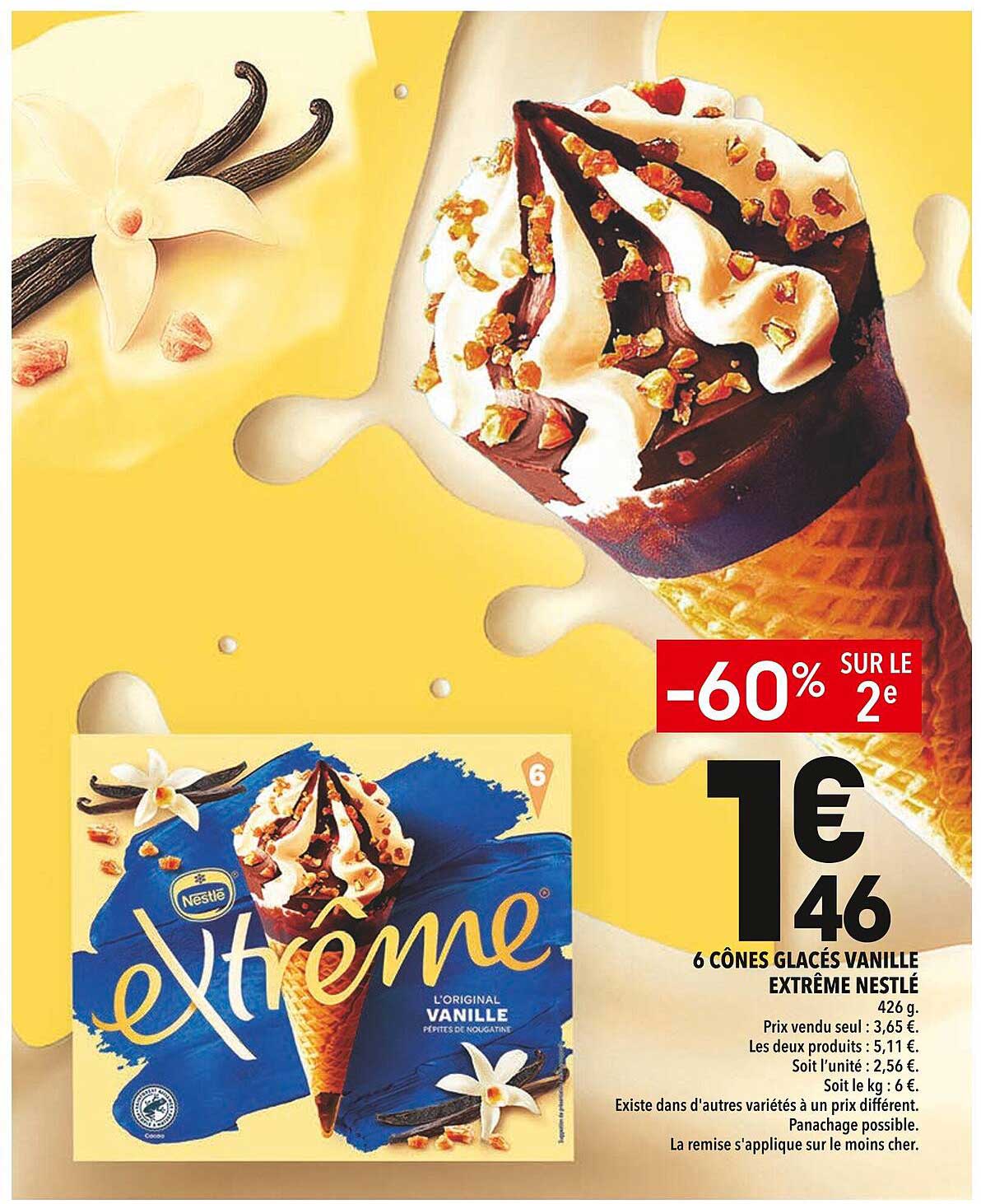 6 Cônes Glacés Vanille Extrême Nestlé