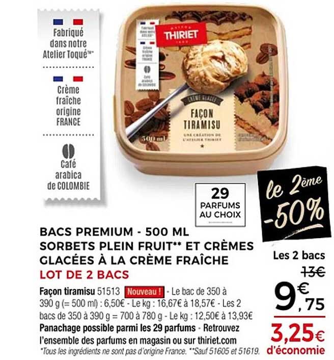 BACS PREMIUM - 500 ML SORBETS PLEIN FRUIT** ET CRÈMES GLACÉES À LA CRÈME FRAÎCHE