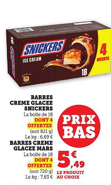 BARRES CREME GLACEE SNICKERS