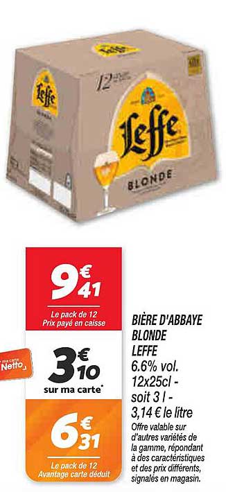 BIÈRE D'ABBAIE BLONDE LEFFE