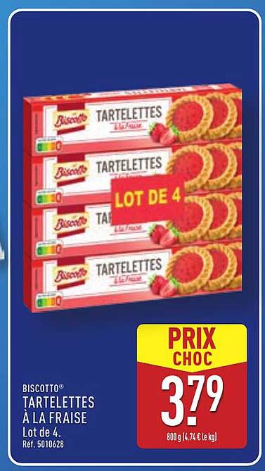 BISCOTTO® TARTELETTES À LA FRAISE Lot de 4
