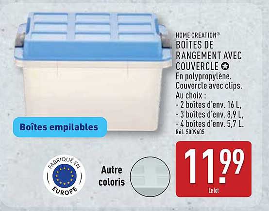 Boîtes de rangement avec couvercle