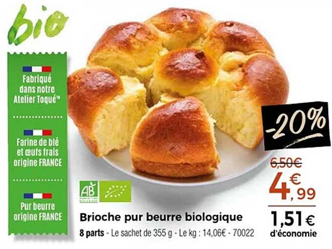Brioche pur beurre biologique