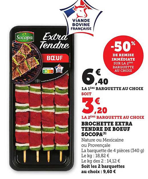 Brochette extra tendre de bœuf Socopa