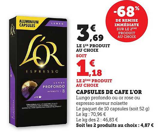 CAPSULES DE CAFÉ L'OR