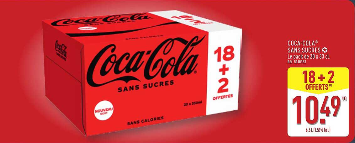 COCA-COLA® SANS SUCRES - Le pack de 20 x 33 cl.