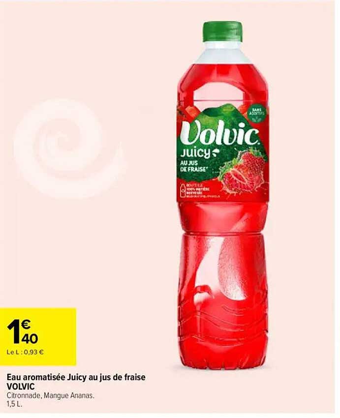 Eau aromatisée Juicy au jus de fraise VOLVIC