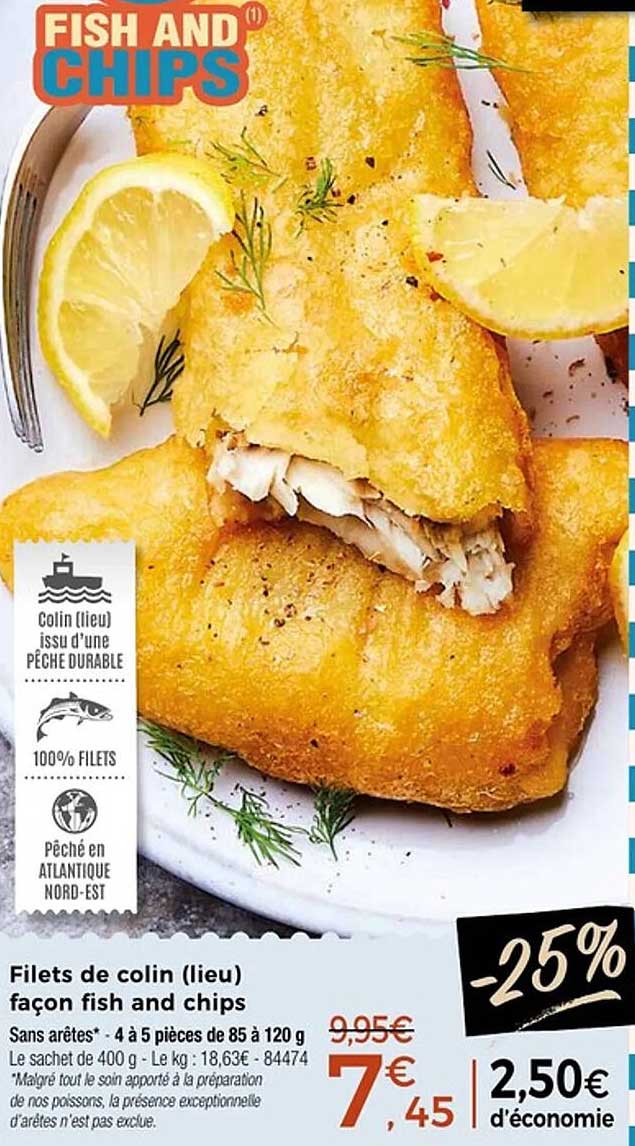 Filets de colin (lieu) façon fish and chips