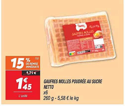 GAUFRES MOLLES POUDRÉE AU SUCRE Netto
