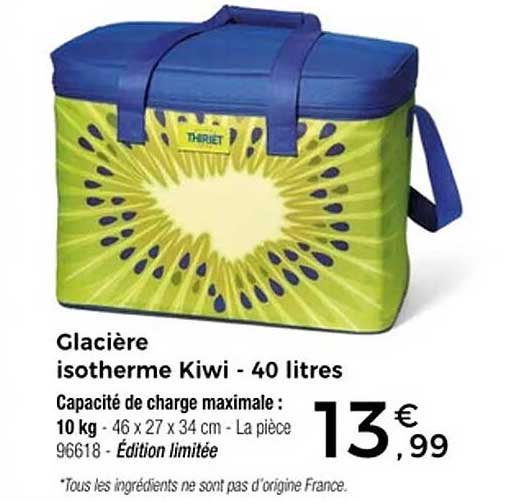 Glacière isotherme Kiwi - 40 litres