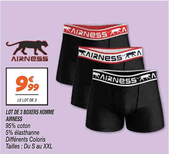 LOT DE 3 BOXERS HOMME AIRNESS