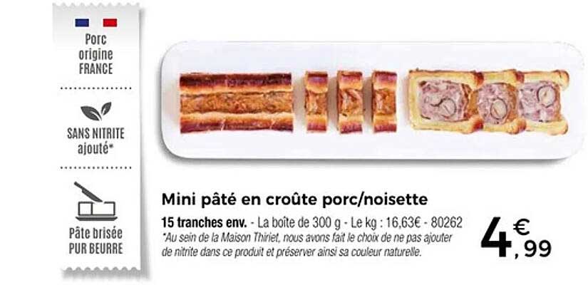 Mini pâté en croûte porc/noisette