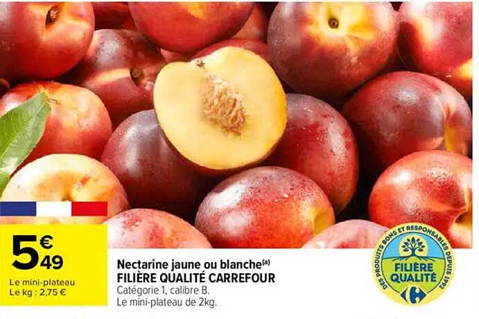 Nectarine jaune ou blanche(a) FILIÈRE QUALITÉ CARREFOUR