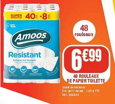 Papier toilette Amoos Résistant - 48 rouleaux