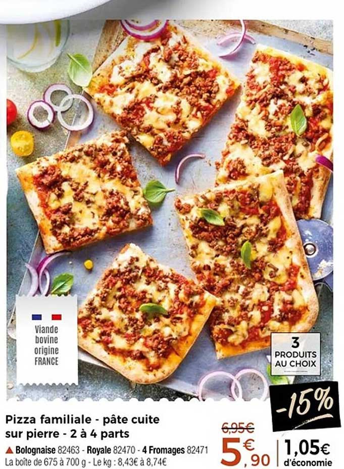 Pizza familiale - pâte cuite sur pierre - 2 à 4 parts