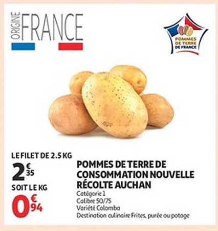 POMMES DE TERRE DE CONSOMMATION NOUVELLE RÉCOLTE AUCHAN
