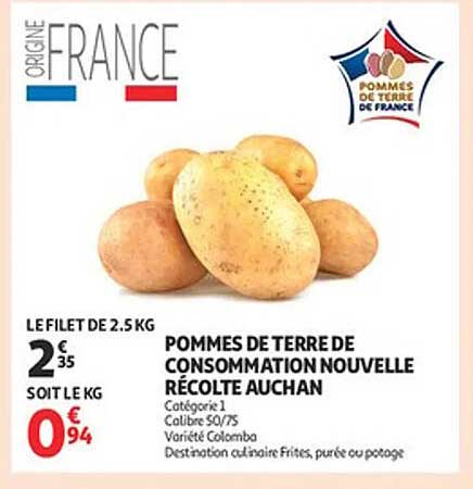 POMMES DE TERRE DE CONSOMMATION NOUVELLE RÉCOLTE AUCHAN