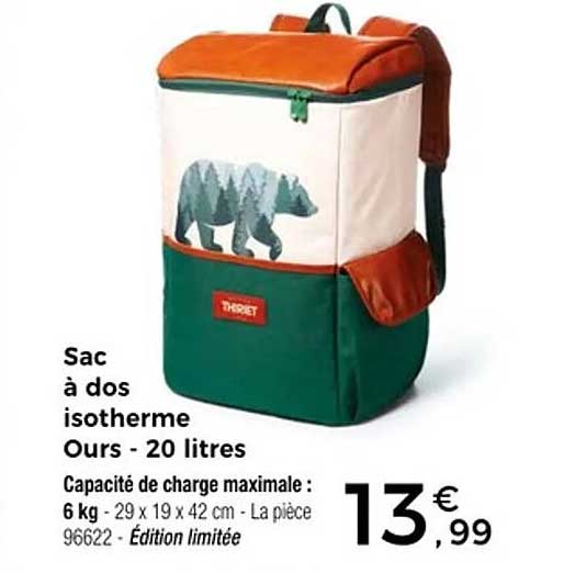 Sac à dos isotherme Ours - 20 litres
